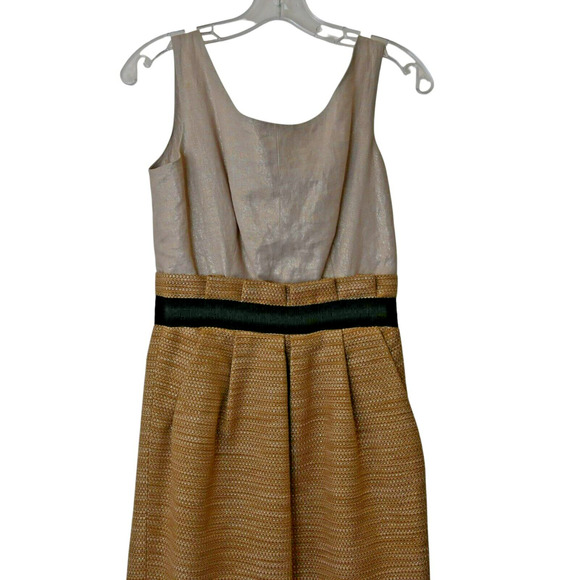 Dolce & Gabbana Sheath Dress Size 42 US 6 Tan Tweed Hem Sleeveless Back Cutout - Picture 2 of 8